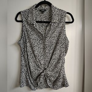 Black and White Polka Dot Sleeveless Top